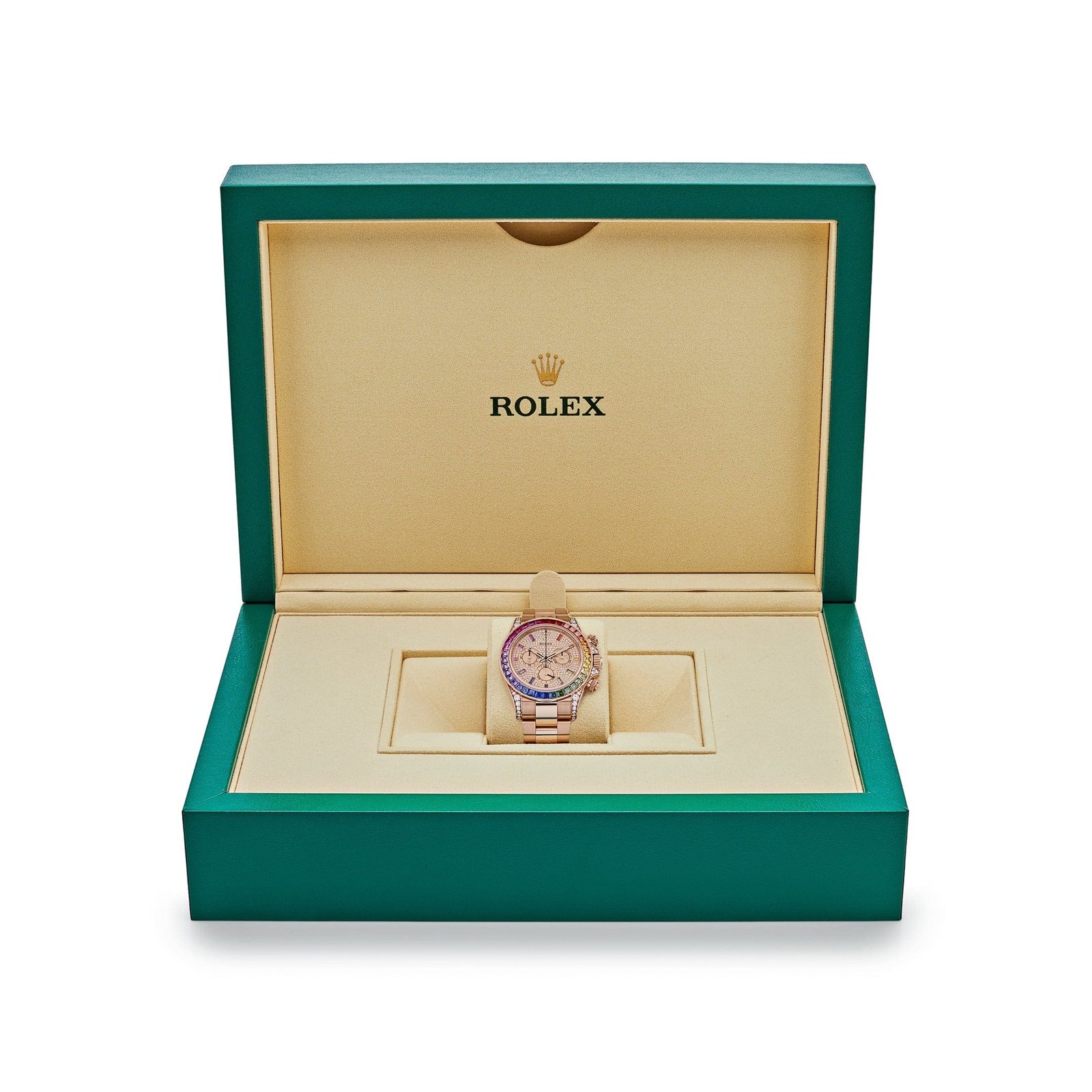 R01ex Daytona 116595RBOW ‘Rainbow’ Rose Gold Pave D1am0nd Dial Sapphire Bezel (2022)